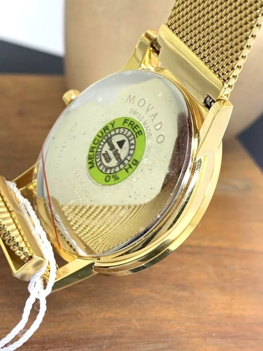 Movado Men's Watch 0607396 Museum Black Dial Swiss Quartz Gold Mesh Steel 40mm